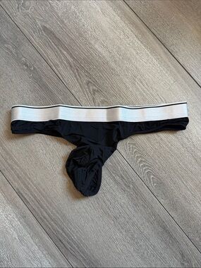 Black Men's Brief with White Contrast Elastic Waistband